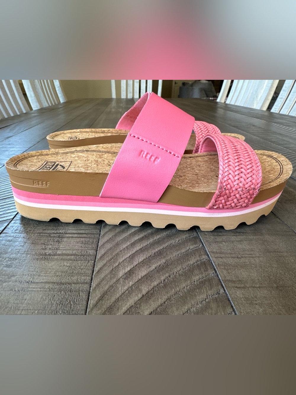 Reef Cushion Vista Hi Pink Platform Arch Support Slide Sandals Women's Size 8 - Picture 10 of 16